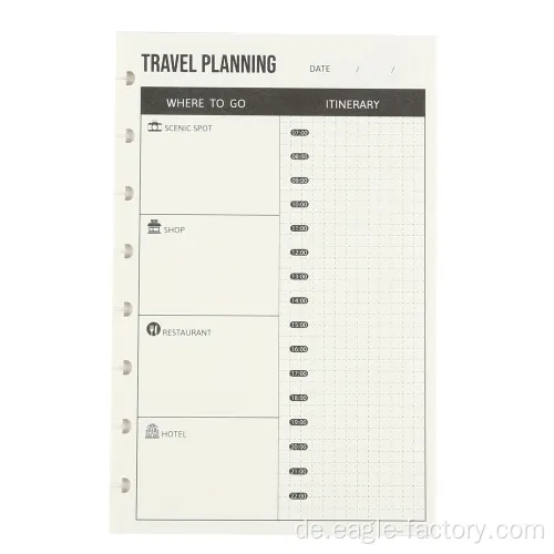 Reiseplaner nach Auffüllen für das Discbound -Notizbuch